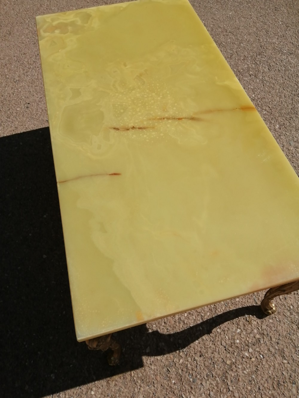 French brass and Onyx coffee table. View V