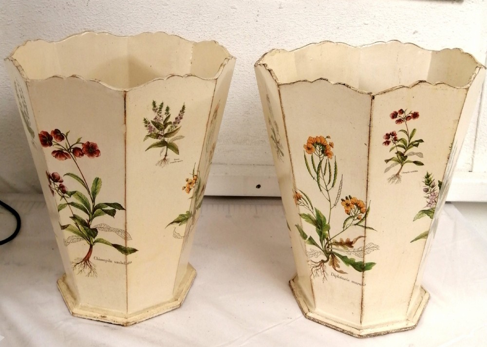 Attractive pair of wooden botanical paper bins View IX