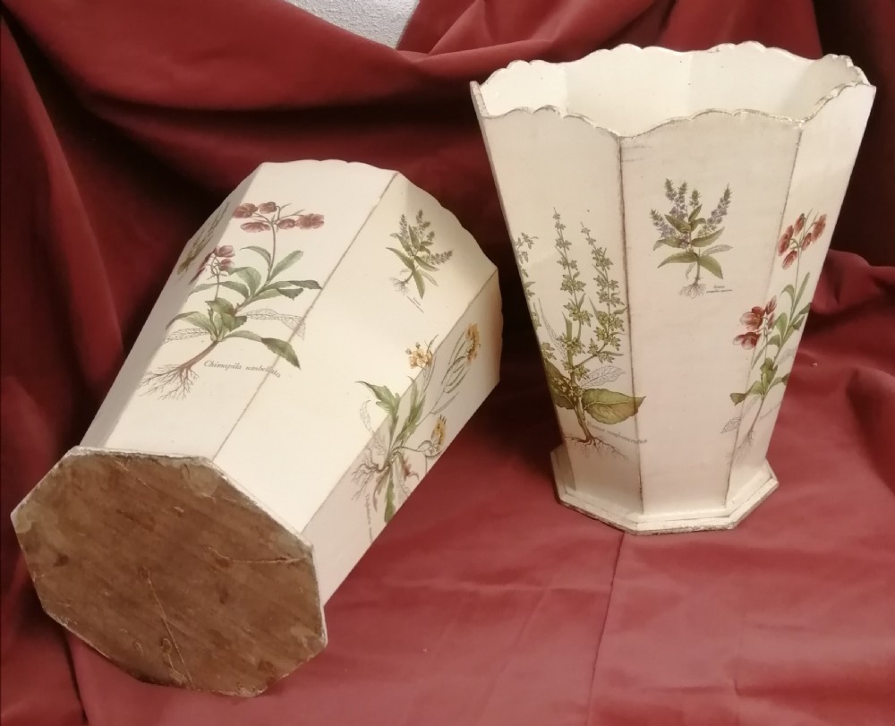 Attractive pair of wooden botanical paper bins View XI