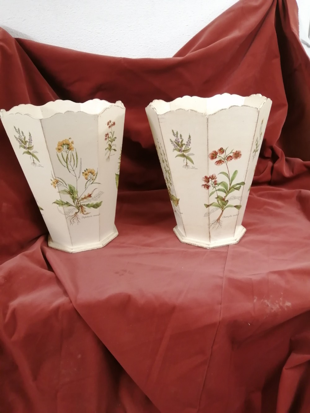Attractive pair of wooden botanical paper bins View XIV
