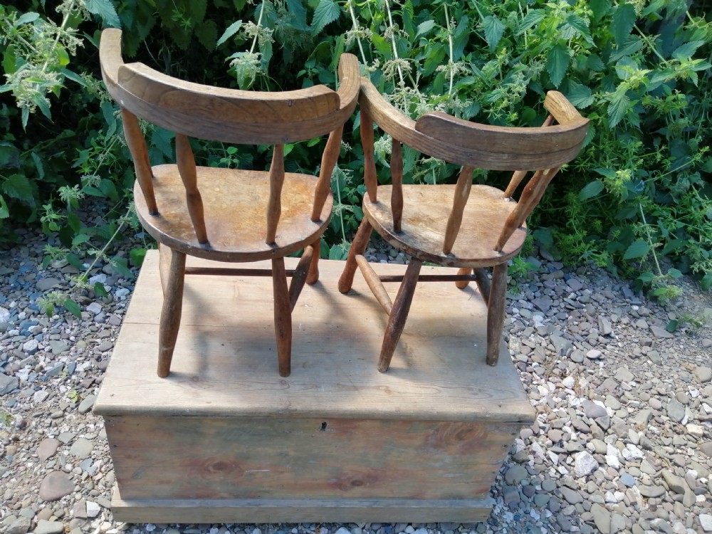 2 Antique elm childrens chairs. View VI
