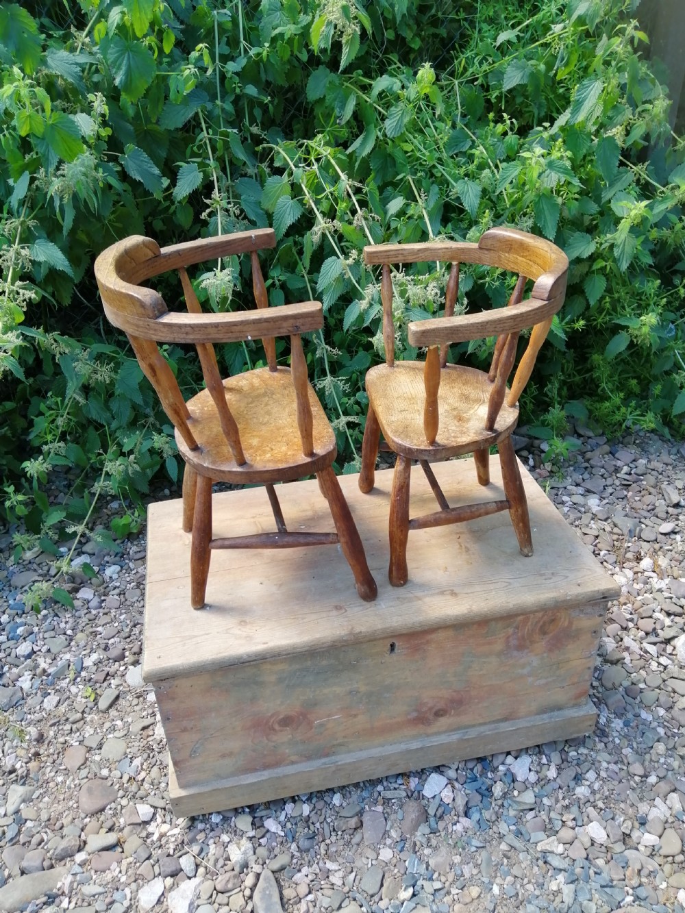2 Antique elm childrens chairs. View VII