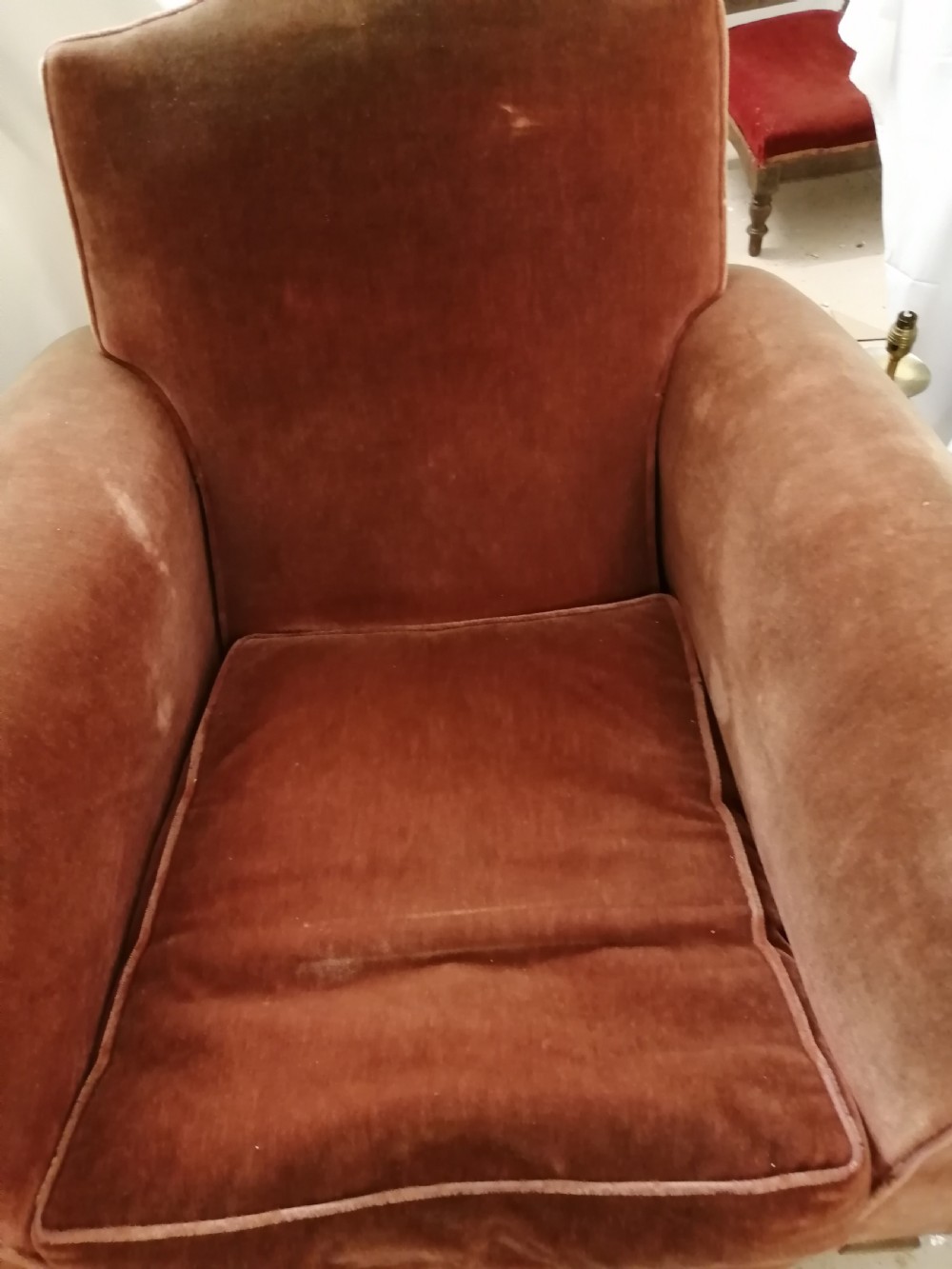 A Victorian, plush velvet club arm chair. View II