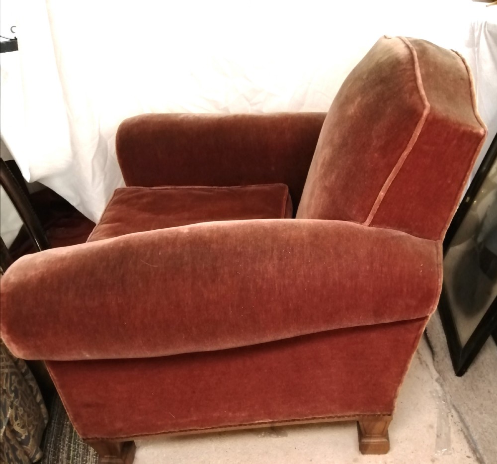 A Victorian, plush velvet club arm chair. View X