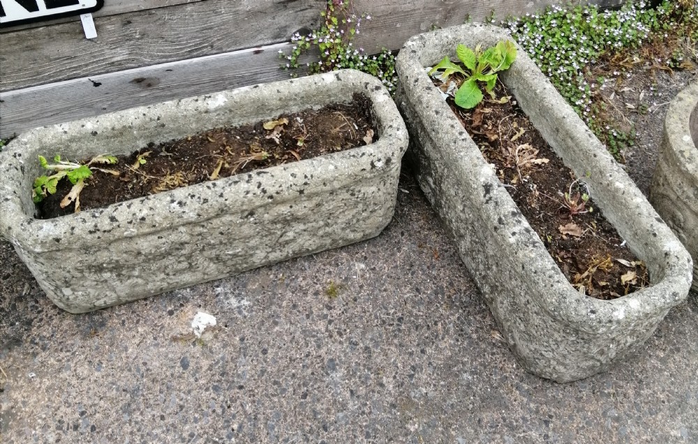 Pair of antique stone planters.