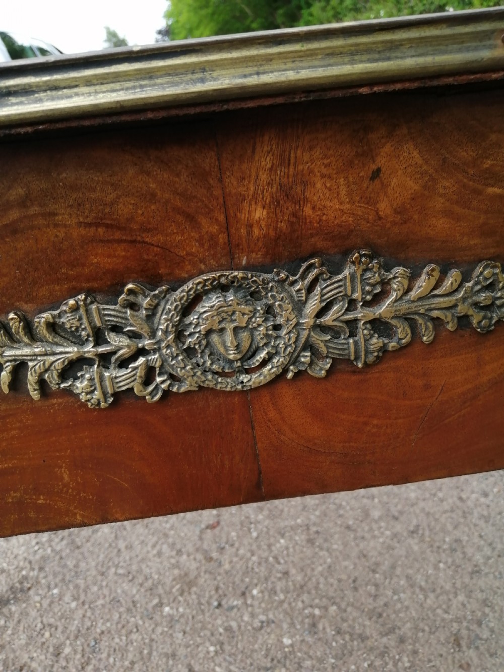 Antique French walnut writing table. View IV