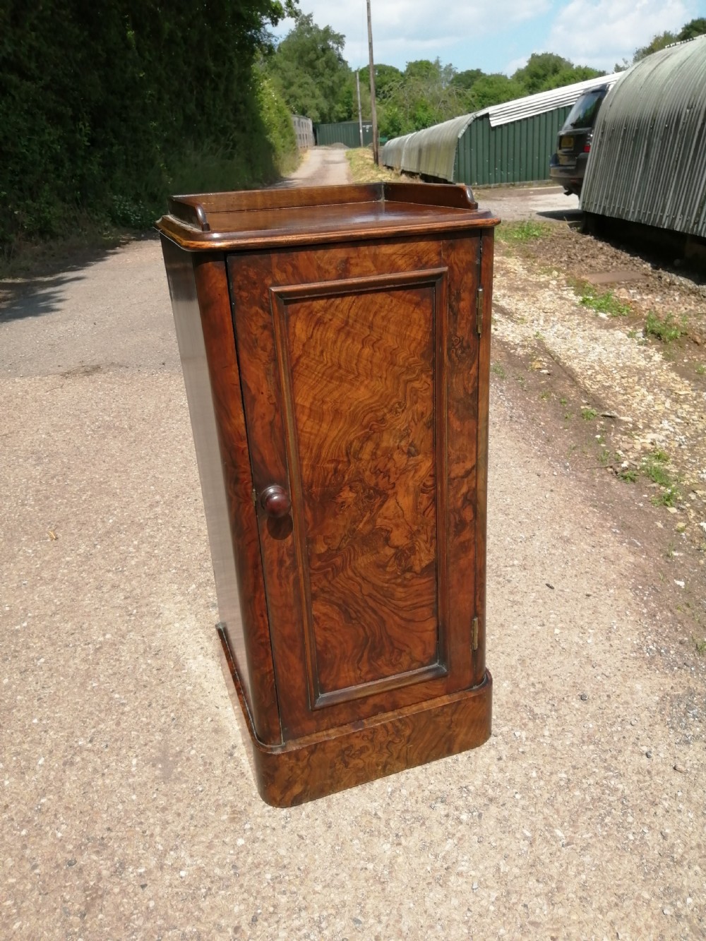 Victorian walnut bedside cabinet.