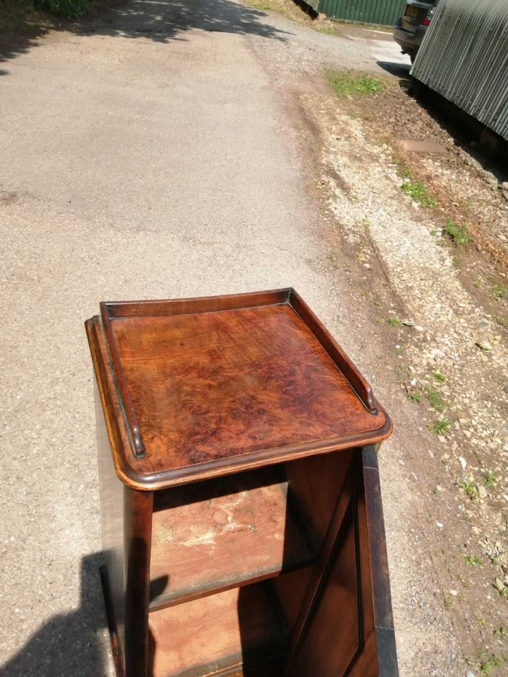 Victorian walnut bedside cabinet. View III