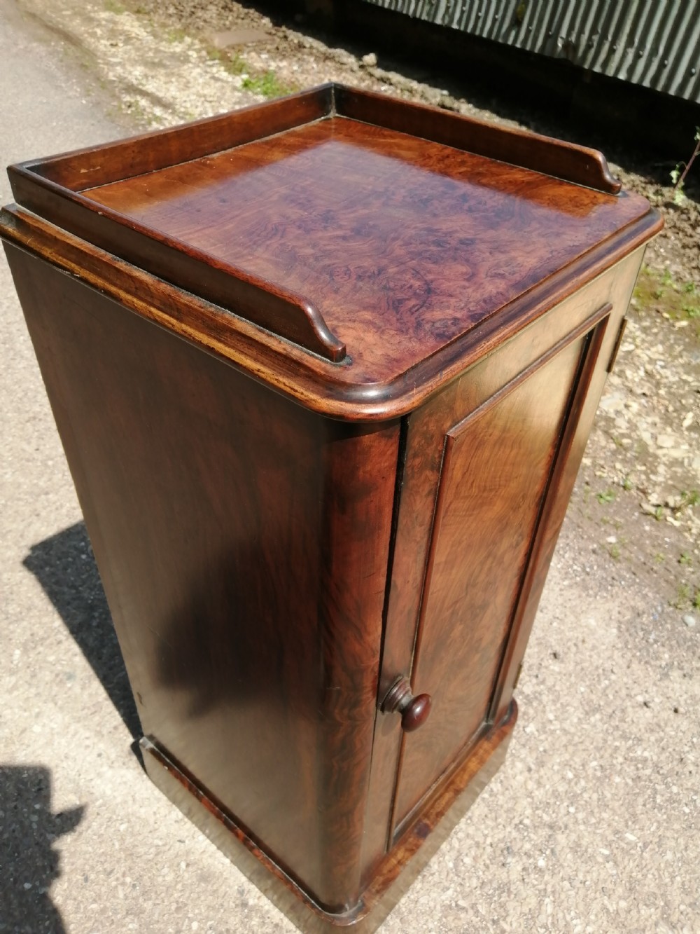 Victorian walnut bedside cabinet. View IV