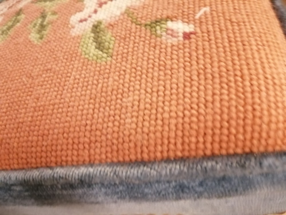 Antique long woolwork top stool  View VIII