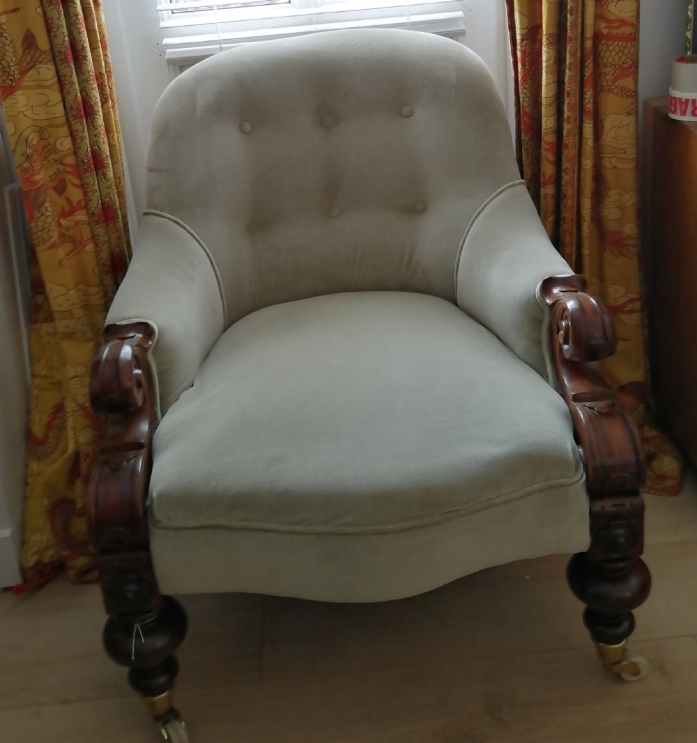 A Victorian library armchair View III