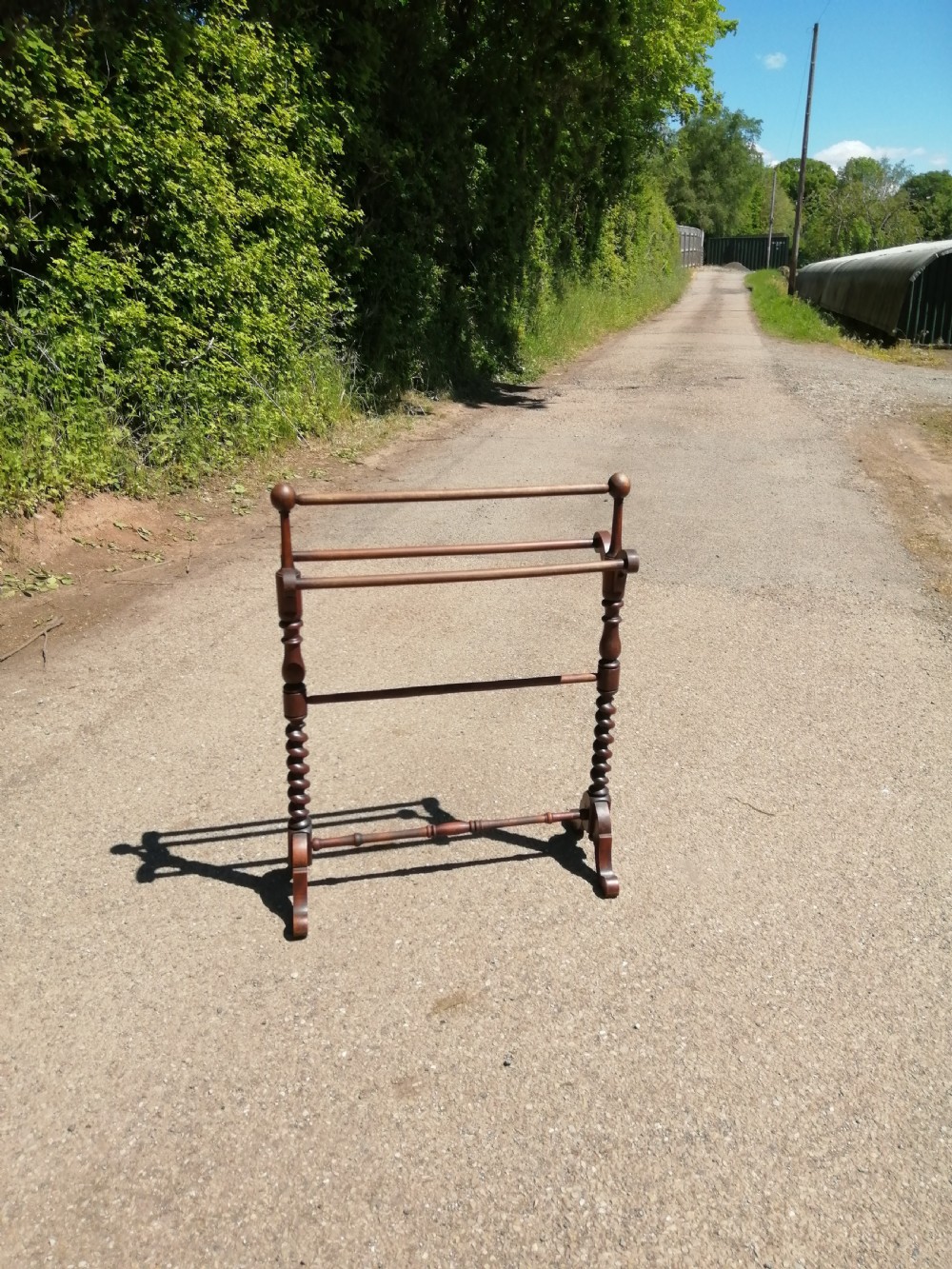 Victorian mahogany 5 bar towel rail. View II