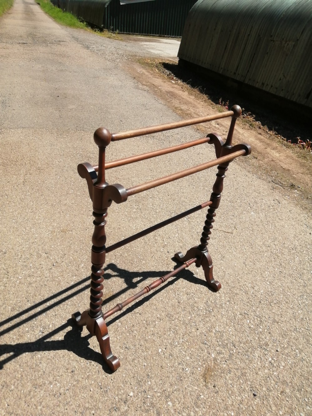 Victorian mahogany 5 bar towel rail. View III