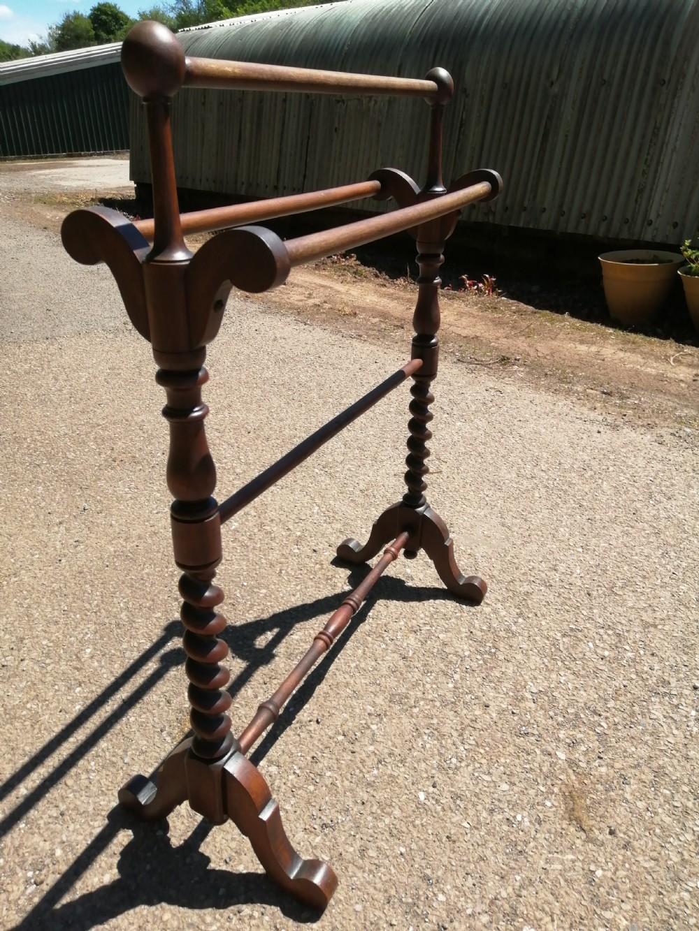 Victorian mahogany 5 bar towel rail. View V