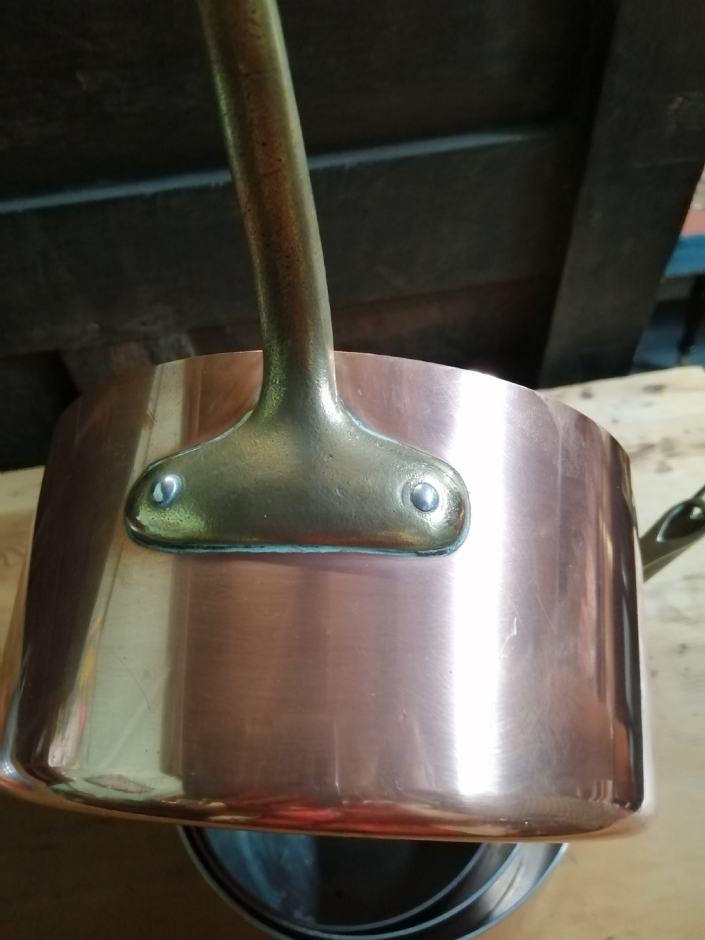 Set of 5 French copper pans View V