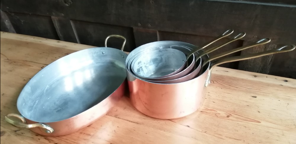 Set of 5 French copper pans View VI