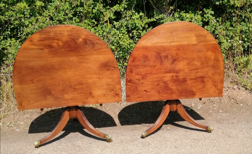 Antique Mahogany twin pillar dining table 