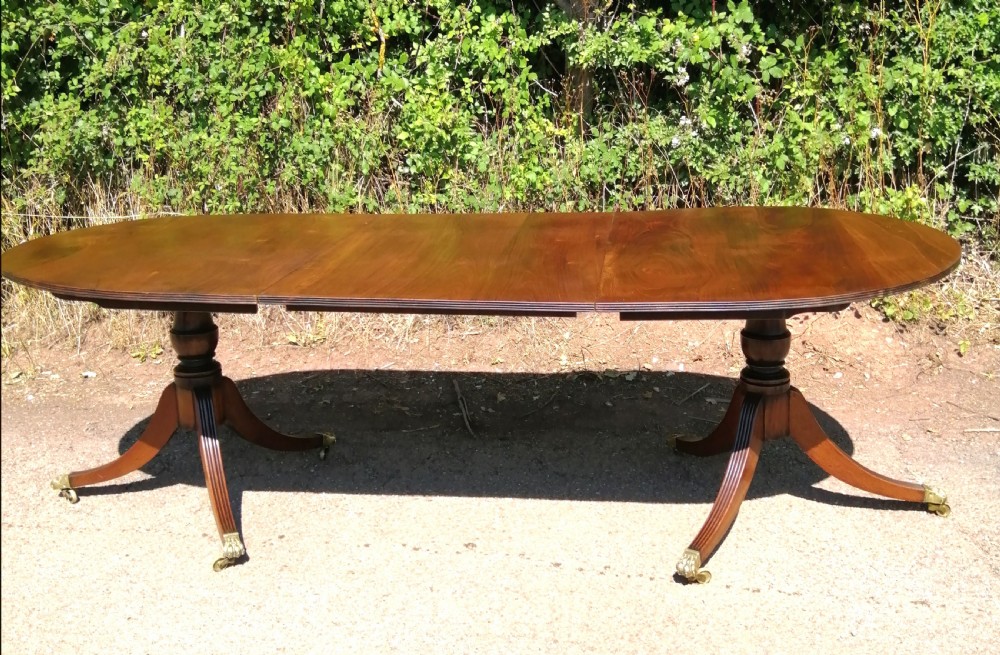 Antique Mahogany twin pillar dining table  View II