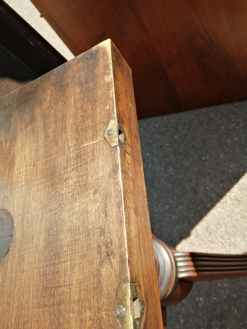Antique Mahogany twin pillar dining table  View III