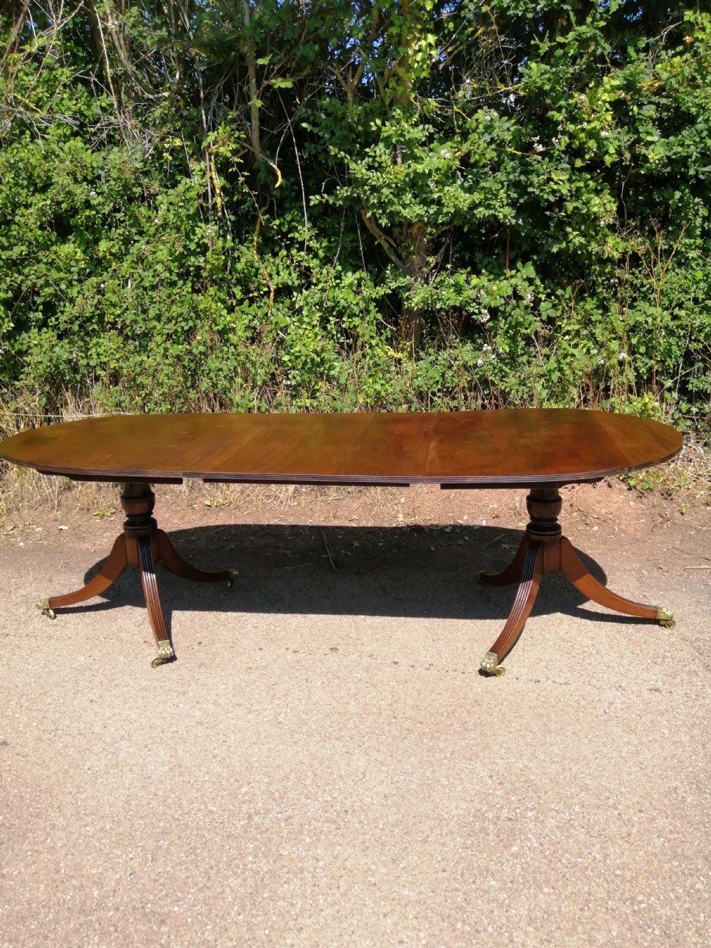 Antique Mahogany twin pillar dining table  View V