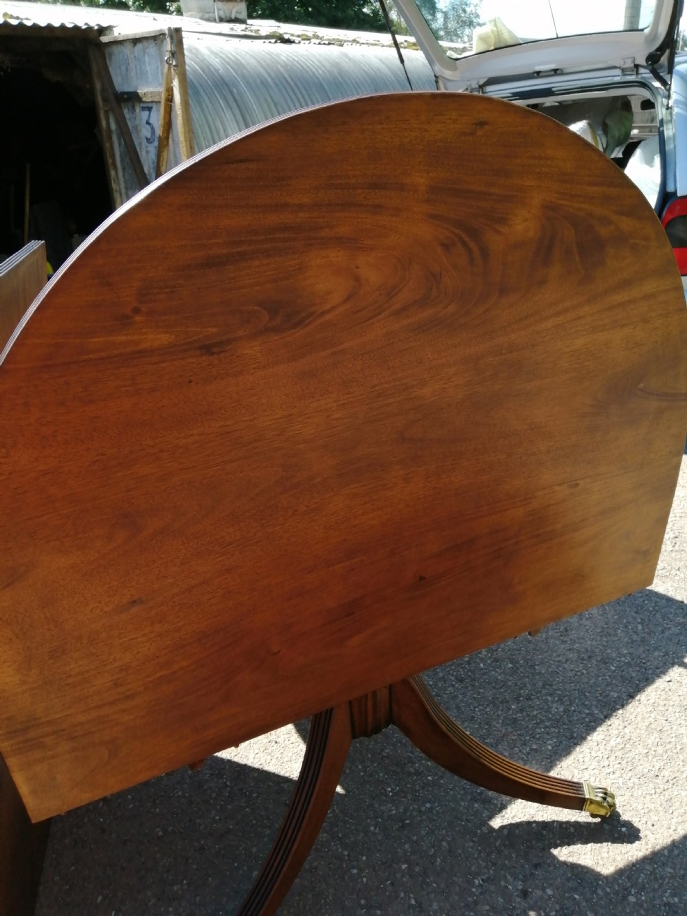 Antique Mahogany twin pillar dining table  View X