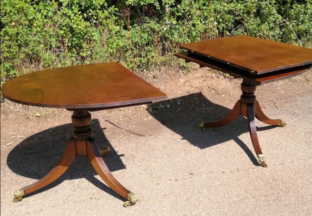 Antique Mahogany twin pillar dining table  View XI
