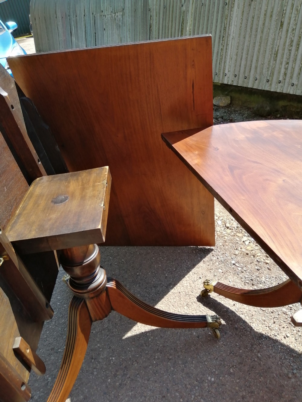 Antique Mahogany twin pillar dining table  View XIV
