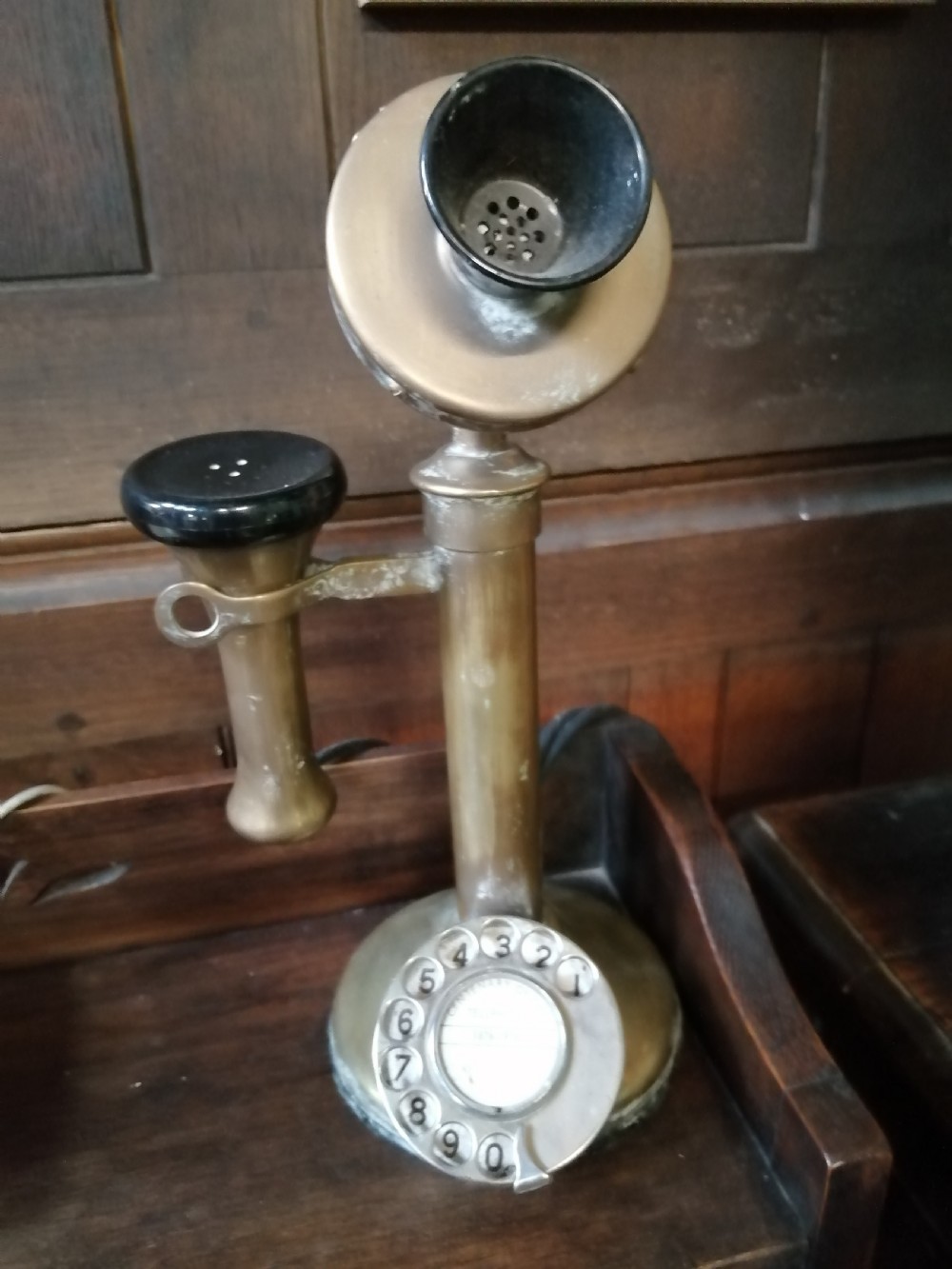 Original brass and Bakelite stick telephone.