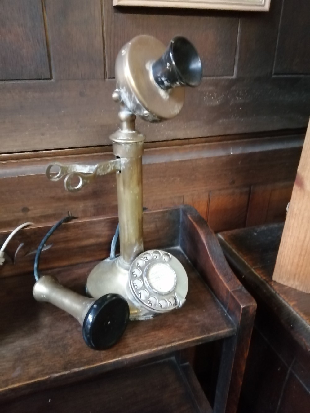Original brass and Bakelite stick telephone. View III