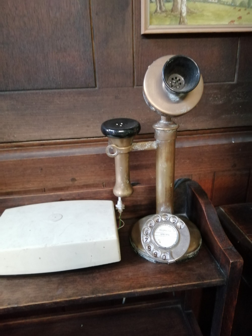 Original brass and Bakelite stick telephone. View V