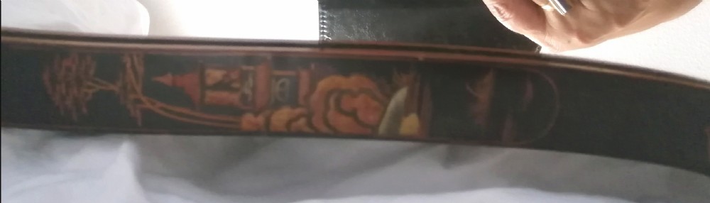 19c Chinoiserie lacquer easel mirror. View II