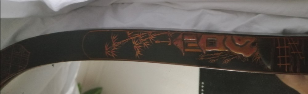 19c Chinoiserie lacquer easel mirror. View V