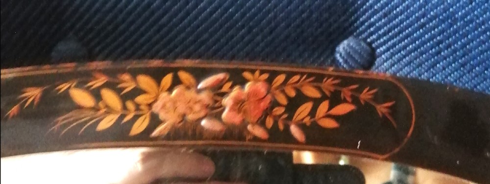 19c Chinoiserie lacquer easel mirror. View VI