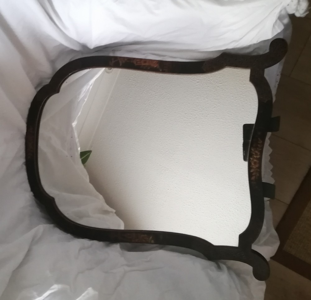 19c Chinoiserie lacquer easel mirror. View XI