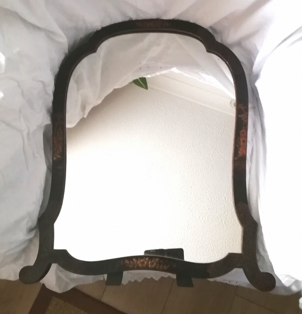19c Chinoiserie lacquer easel mirror.