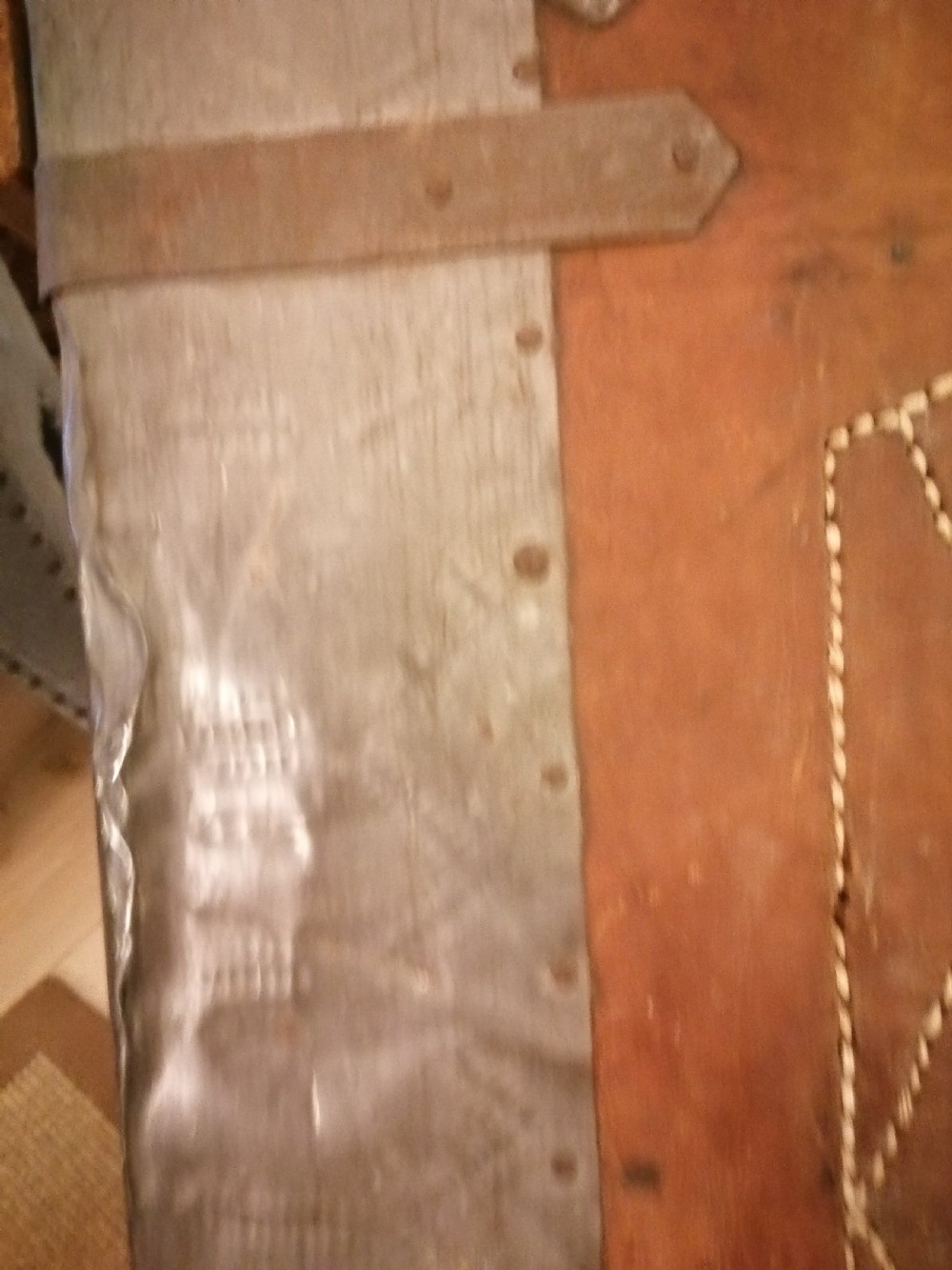 A rare Anglo Indian stitched leather traveling trunk. View VIII