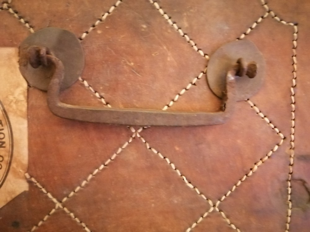 A rare Anglo Indian stitched leather traveling trunk. View XI