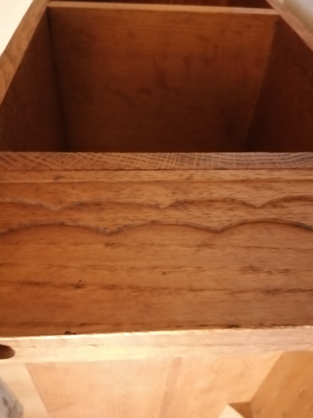 A small English solid oak open bookcase. View VI