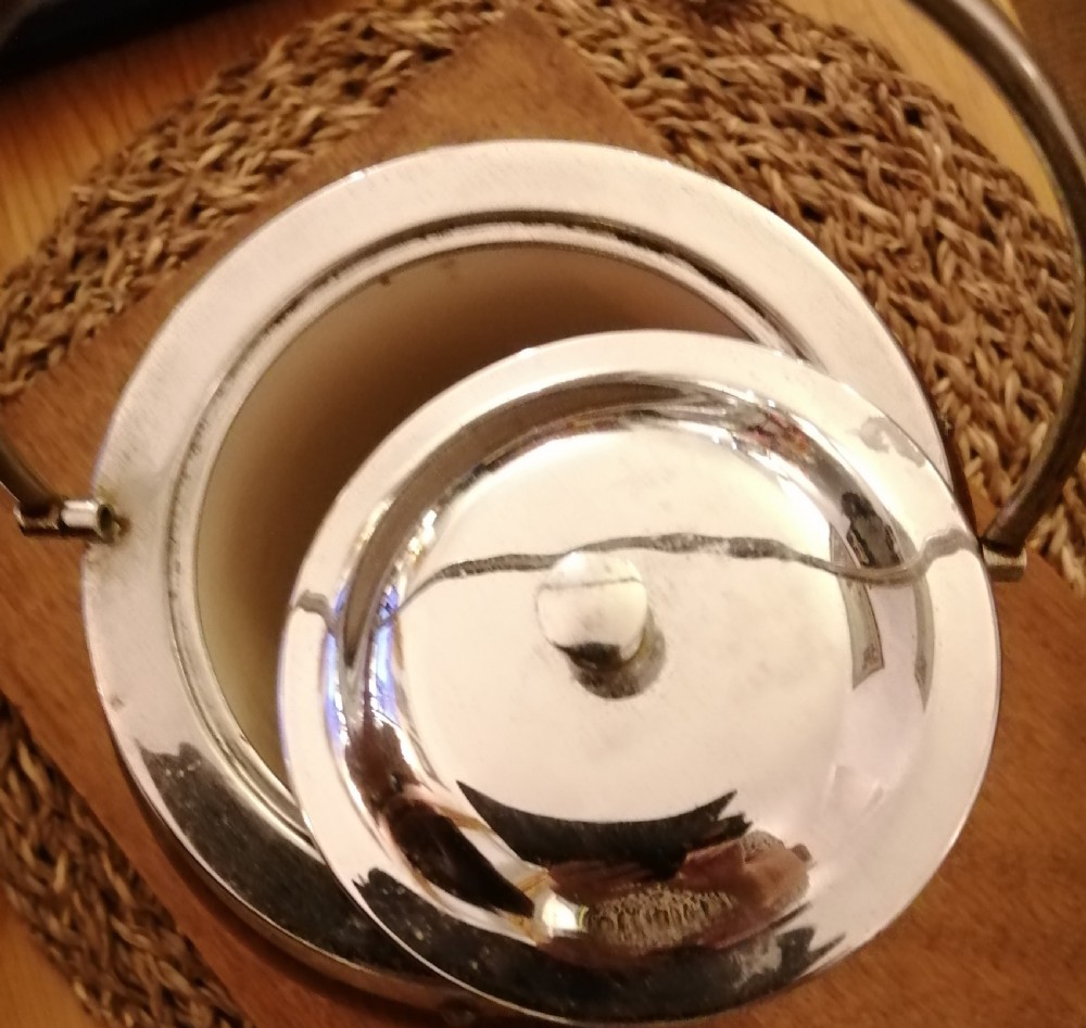 An antique oak biscuit barrel. View VII