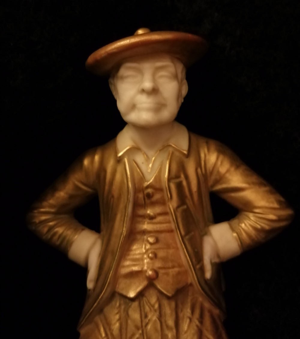      two royal worcester figures depicting a Scots man and yanky from countrys of the world series View VI