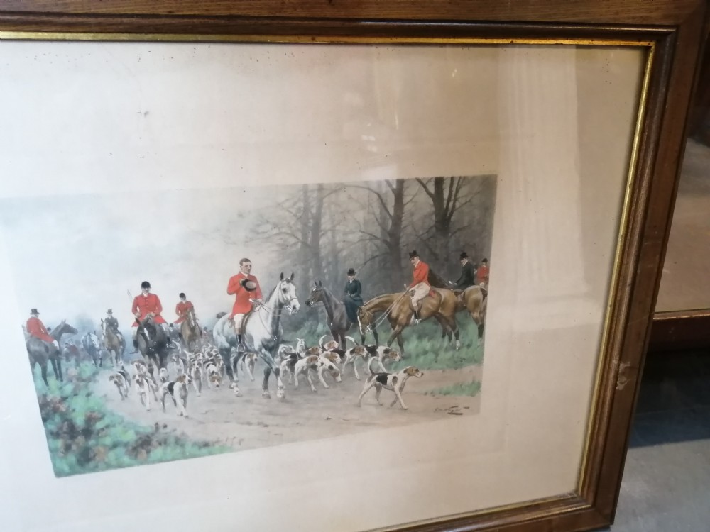 Antique Set of 4 hunting prints by Arthur ackermann Regent Street London. View VII