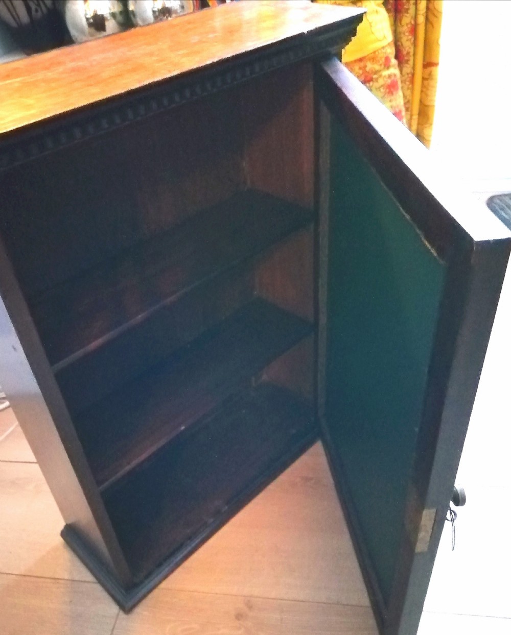 Antique wall cabinet , with mirror door  View II