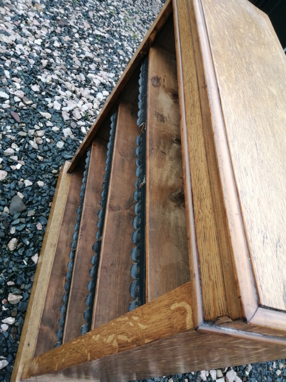 Victorian golden oak open bookcase. View III