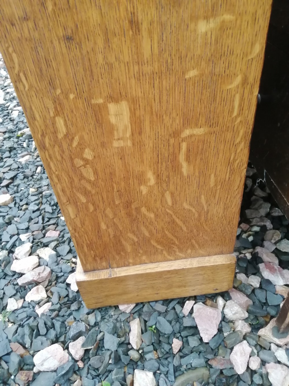 Victorian golden oak open bookcase. View V