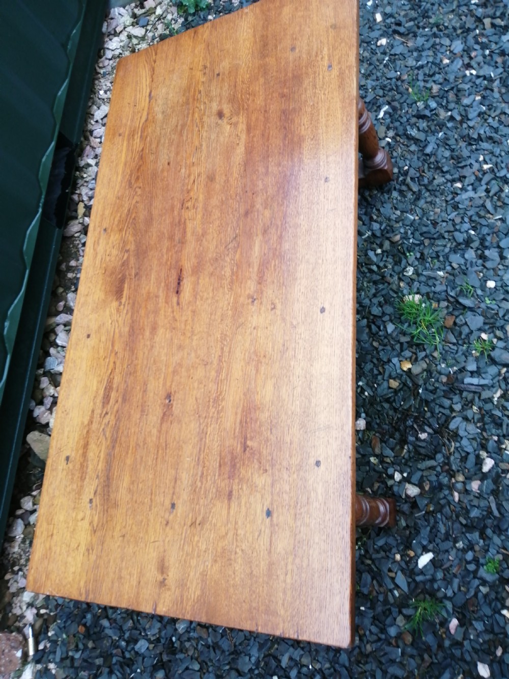 Solid oak,) carved coffee table. View II