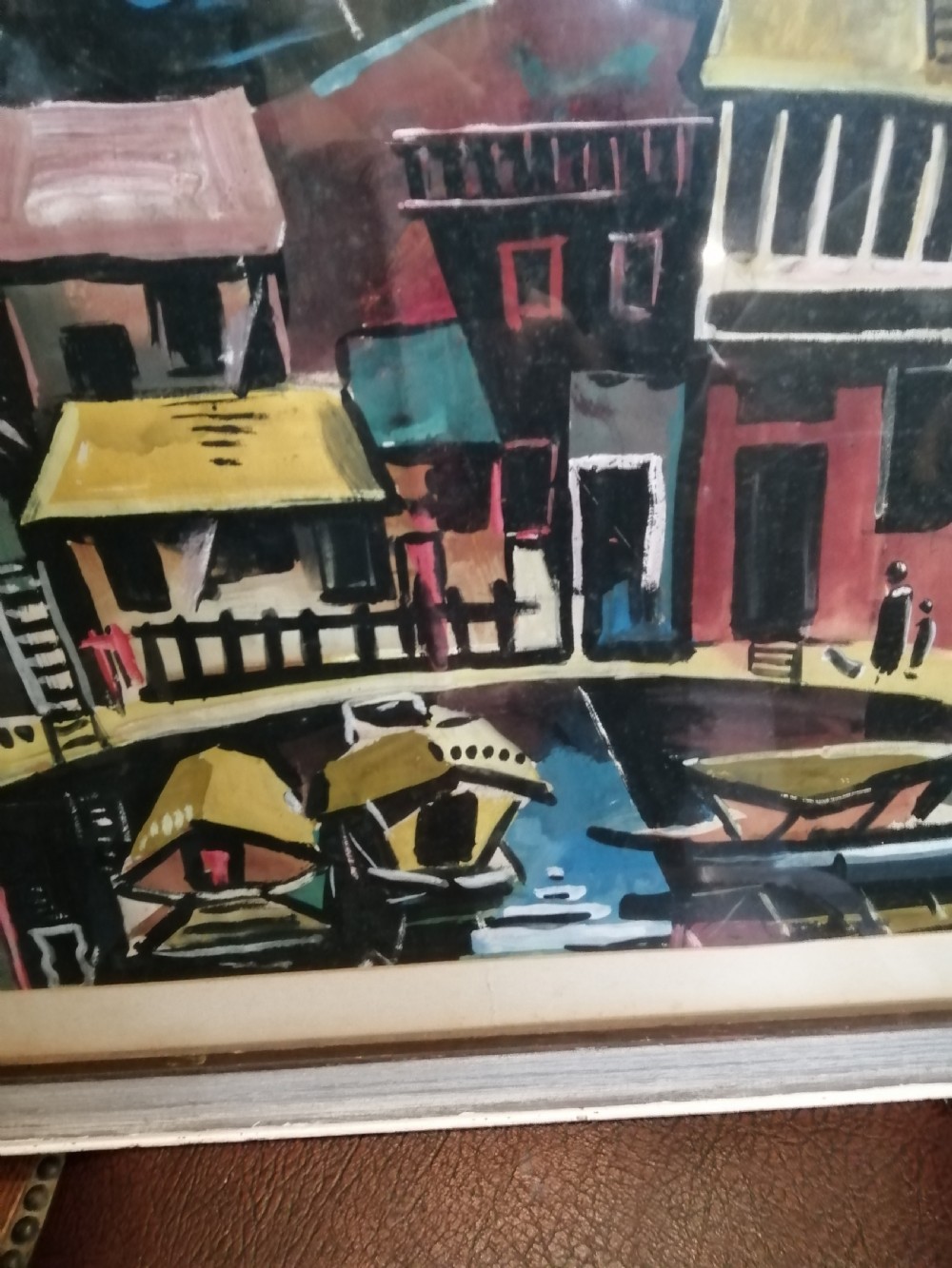A vibrant Indonesian watercolour, waterfront scene View II