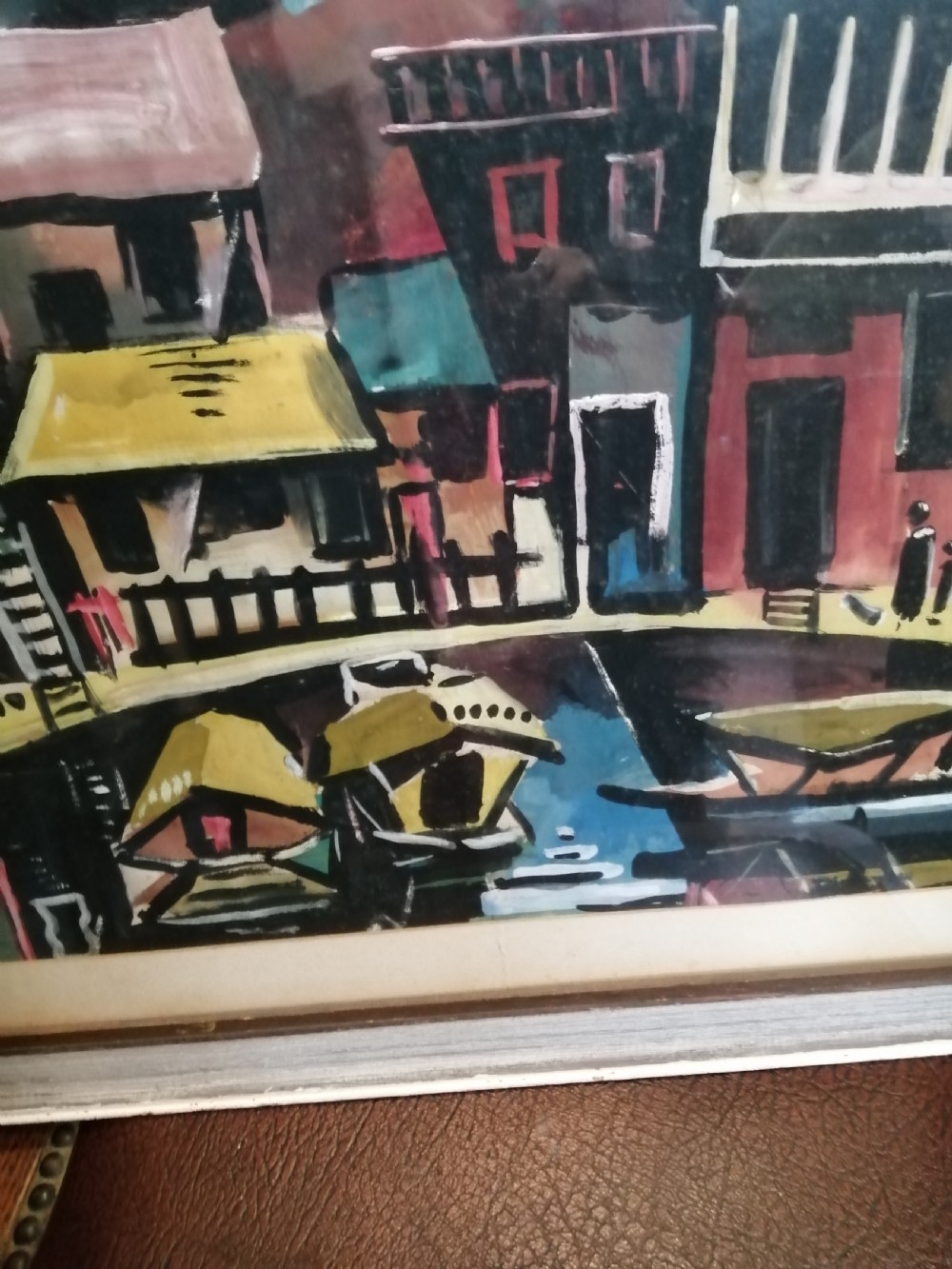 A vibrant Indonesian watercolour, waterfront scene View III