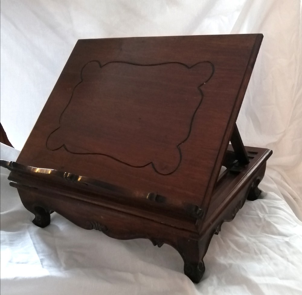 antique mahogany adjustable bookrest stand. 