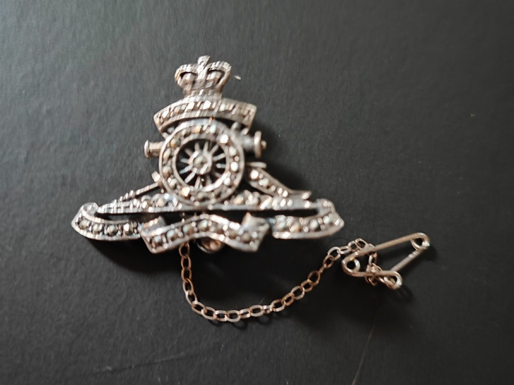 Military regiments brooch, Hallmarked silver with marquisate decor to front. 