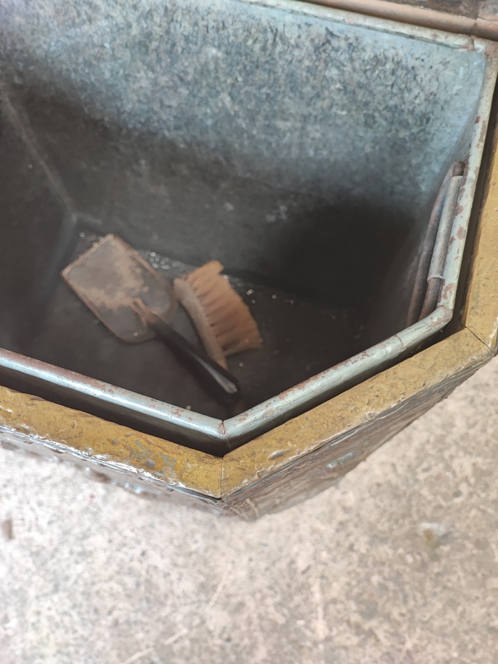  19c bronzed log or coal box  View III